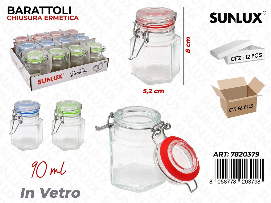 Sunlux Barattoli Ermetici Vetro 10ML 5.2*8.5CM