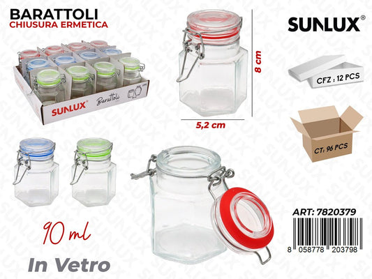 Sunlux Barattoli Ermetici Vetro 10ML 5.2*8.5CM