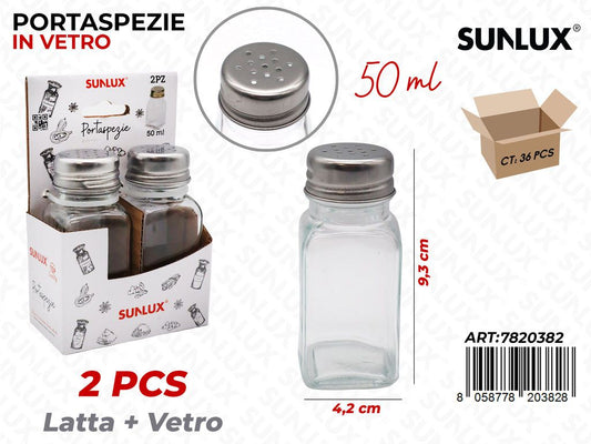 Sunlux Portaspezie Vetro 2PCS 50ML 4.2*9.3CM