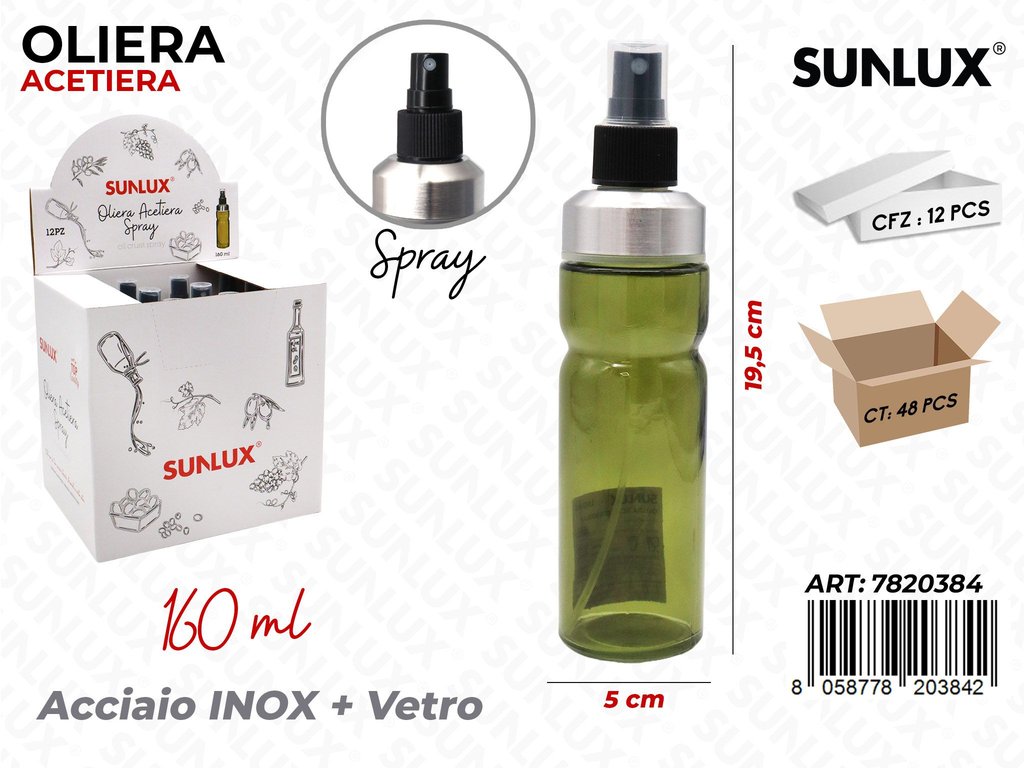 Sunlux Oliera Acetiera Spray INOX*VE 160ML 5*19.5CM