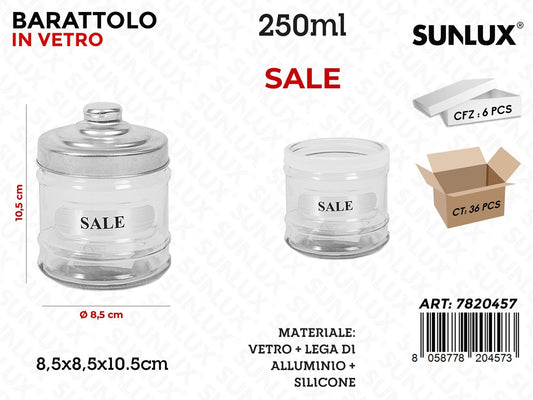 Sunlux Barattolo Vetro Sale D.8.5*10.5CM 250ML