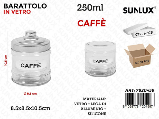 Sunlux Barattolo Vetro Caffe D.8.5*10.5CM 250ML