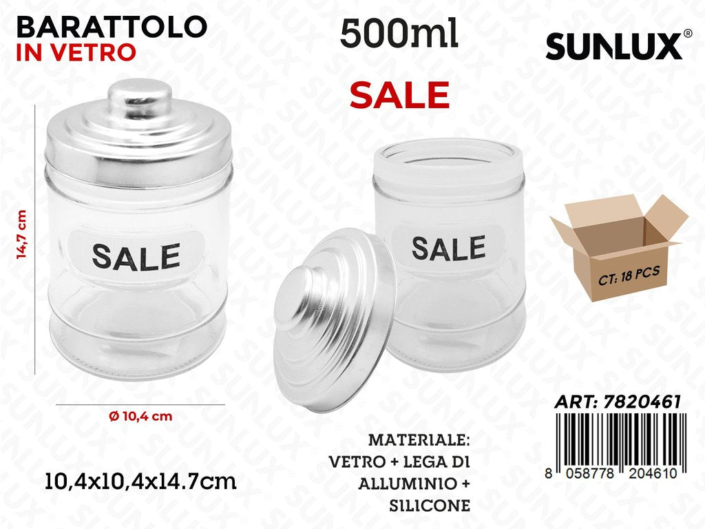 Sunlux Barattolo Vetro Sale D.10.4*14.7CM 500ML