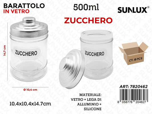 Sunlux Barattolo Vetro Zucch. D.10.4*14.7CM 500ML