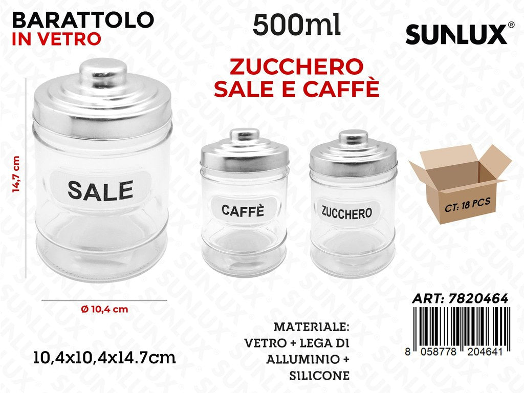 Sunlux Barattolo Vetro Cucina Ass. D.10.4*14.7CM 250ML