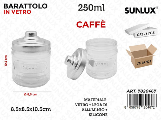 Sunlux Barattolo Vetro Caffe D.8.5*10.5CM 250ML