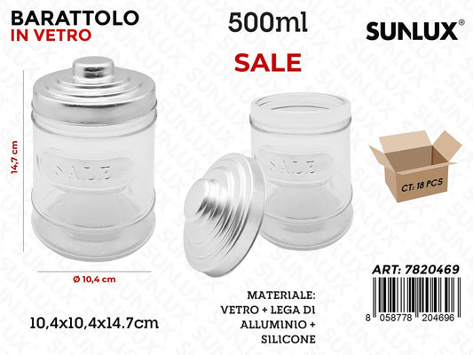 Sunlux Barattolo Vetro Sale D.10.4*14.7CM 500ML