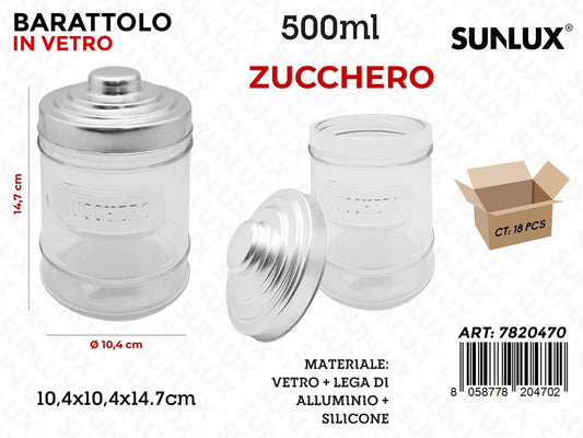Sunlux Barattolo Vetro Zucch. D.10.4*14.7CM 500ML
