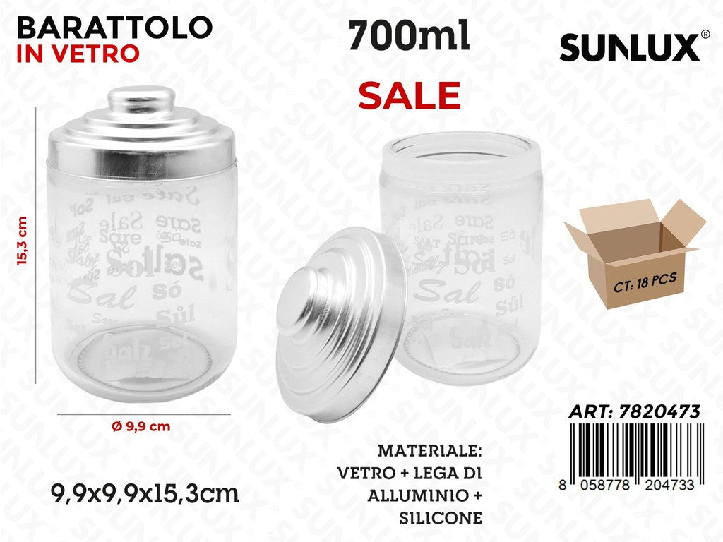 Sunlux Barattolo Vetro Sale D.9.9*15.3CM 700ML
