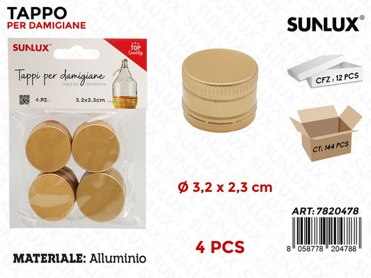 Sunlux Tappo Damigiane Allum. 4PCS D.3.2*2.3CM