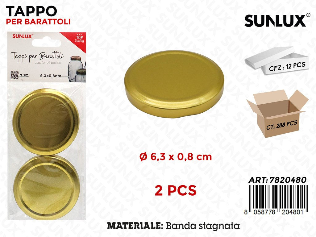 Sunlux Tappo per Barattoli 2PCS D.6.3*0.8CM