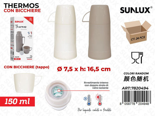 Sunlux Thermos c/Bicchiere 150ML 7.5*16.5CM