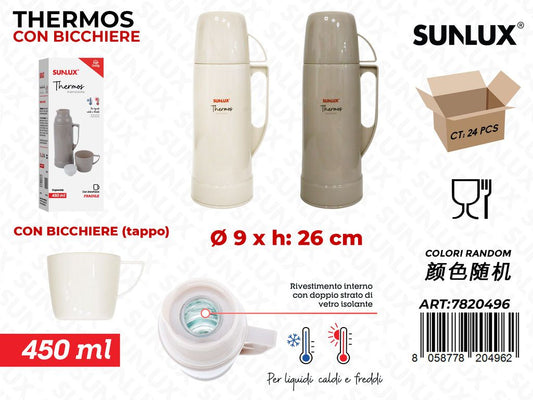 Sunlux Thermos c/Bicchiere 450ML 9*26CM
