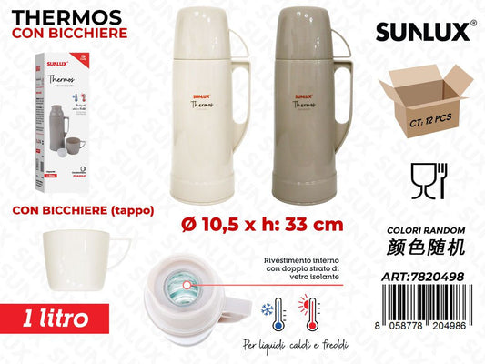 Sunlux Thermos c/Bicchiere 1L 10.5*33CM