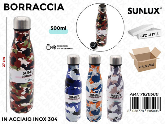 Sunlux Borraccia Ass. Acciaio 304 500ML 27CM