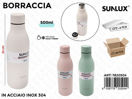 Sunlux Borraccia Ass. Acciaio 304 500ML 24CM