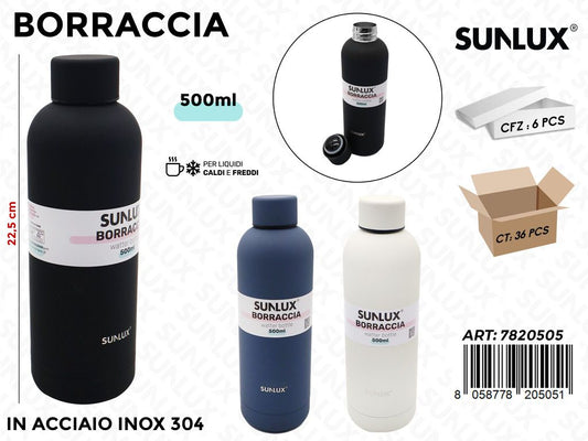 Sunlux Borraccia Ass. Acciaio 304 500ML 22.5CM
