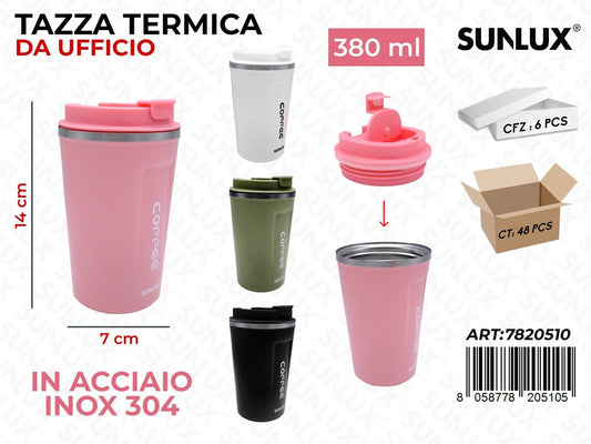 Sunlux Tazza Termica Uff. Acc.inox 304 380ML 7*14CM Ass.