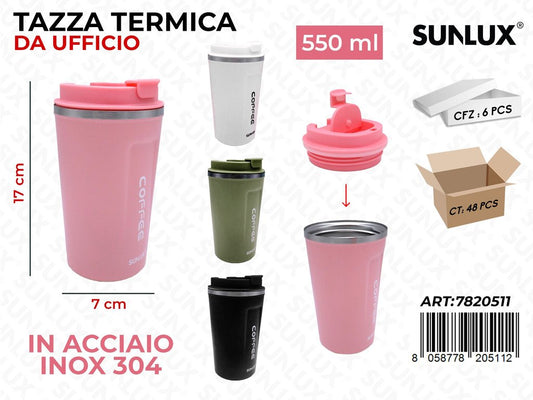 Sunlux Tazza Termica Uff. Acc.inox 304 550ML 7*17CM Ass.