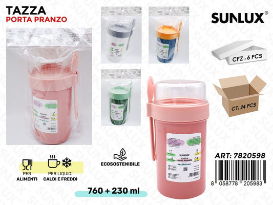 Sunlux Tazza Porta Pranzo Pp 990ML Ass.