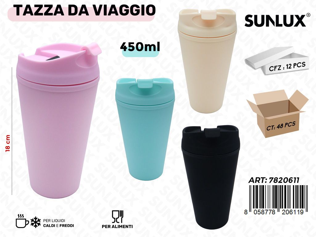 Sunlux Tazza da Viaggio Ass. 450ML 18CM