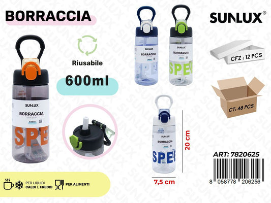 Sunlux Borraccia Ass. 600ML 7.5*20CM