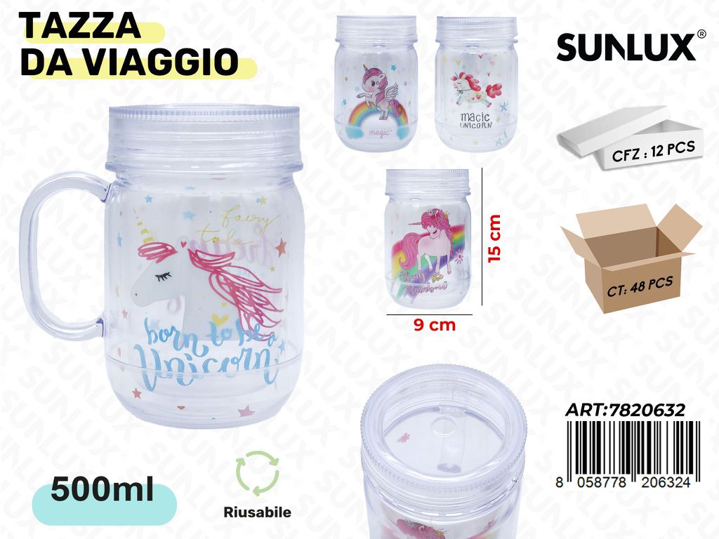 Sunlux Tazza da Viaggio Ass. 500ML 9*15CM