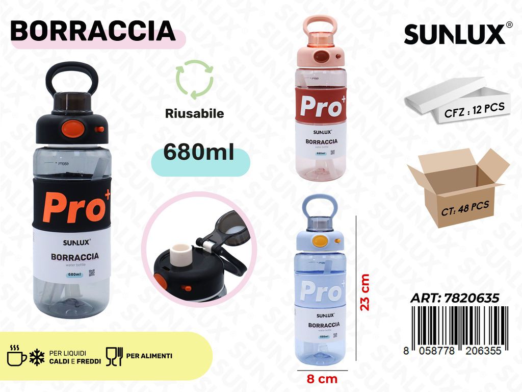 Sunlux Borraccia Ass. 680ML 8*23CM