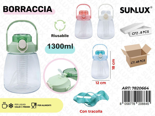 Sunlux Borraccia c/Tracolla Ass. 1.3L 12*18CM