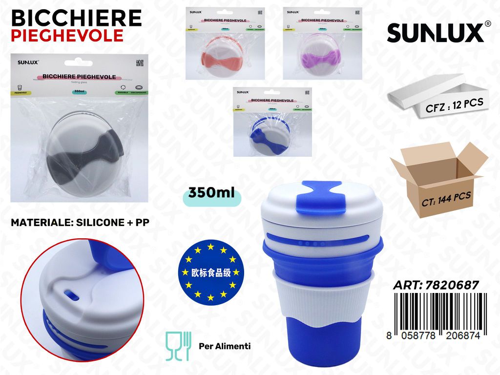 Sunlux Bicchiere Pieghevole Silicone Ass. 350ML