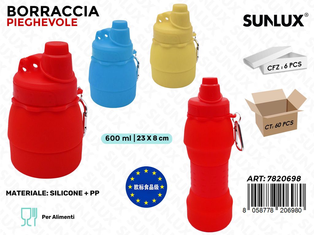 Sunlux Borraccia Pieghevole Ass. 600ML 23*8CM