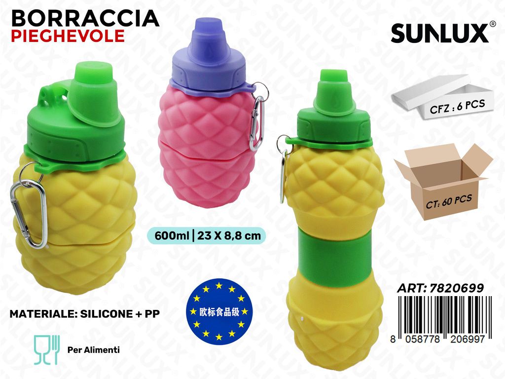 Sunlux Borraccia Pieghevole Ass. 600ML 23*8.8CM