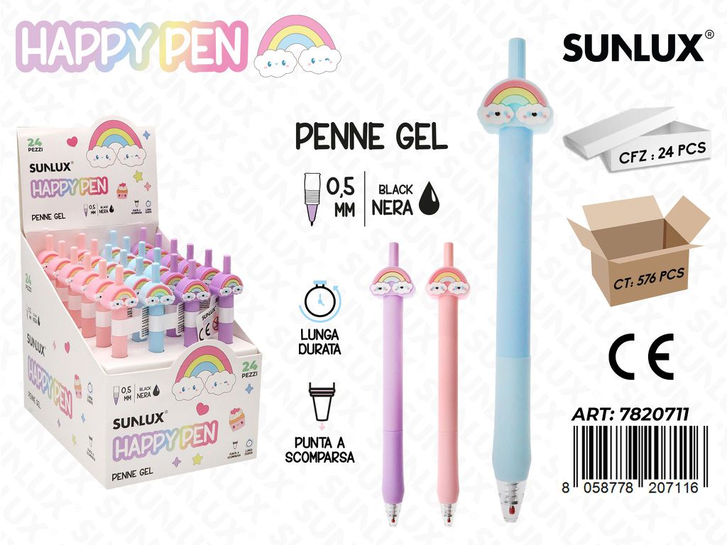 Happy Pen Rainbow Gel Nero 0.5Mm Ass.