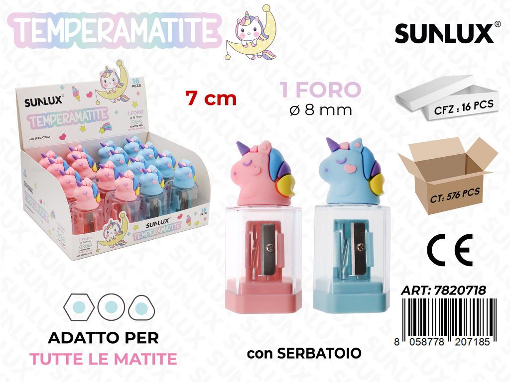 Temperamatite C/Serb. 1Foro Unicorn 7Cm