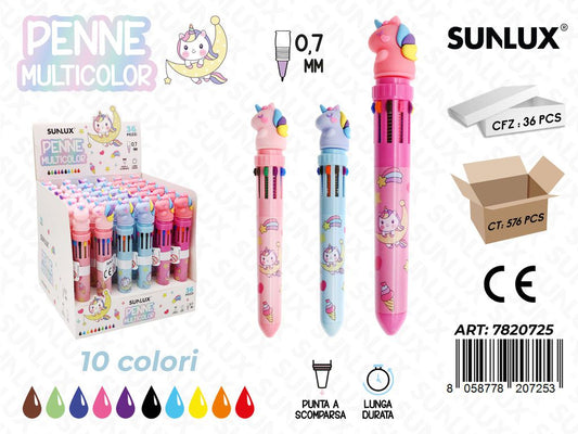 Penne Multicolor Unicorn 10Col. 0.7Mm Ass.