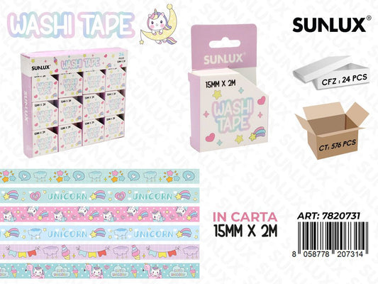 Washi Tape Unicorn 15Mm*2Mt Ass.