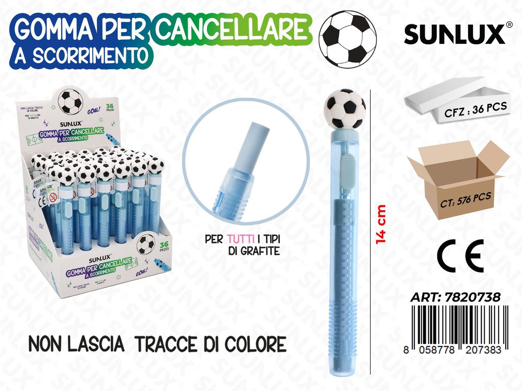 Gomma Per Cancellare Scorr. Football 14Cm