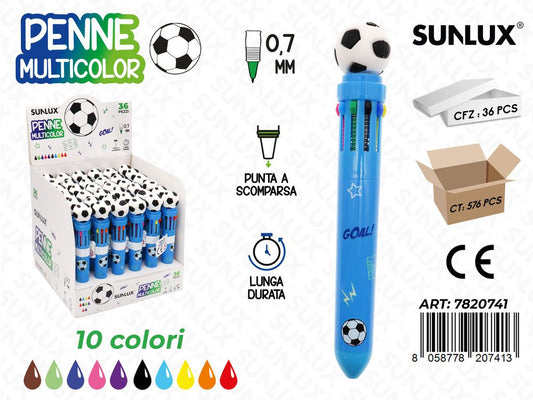 Penne Multicolor Football 10Col. 0.7Mm Ass.
