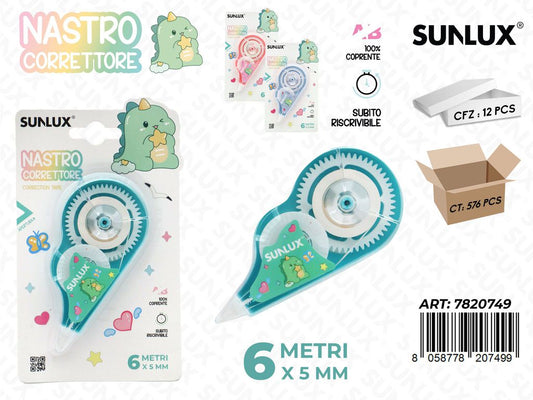 Nastro Correttore Dino 6Mt*5Mm Ass.