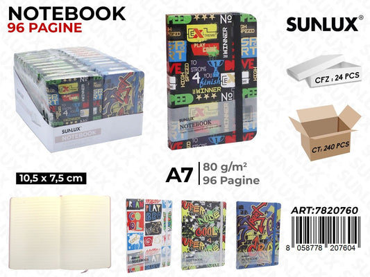 Sunlux Notebook Ass. A7 10.5*7.5CM 96PAG. 80GR