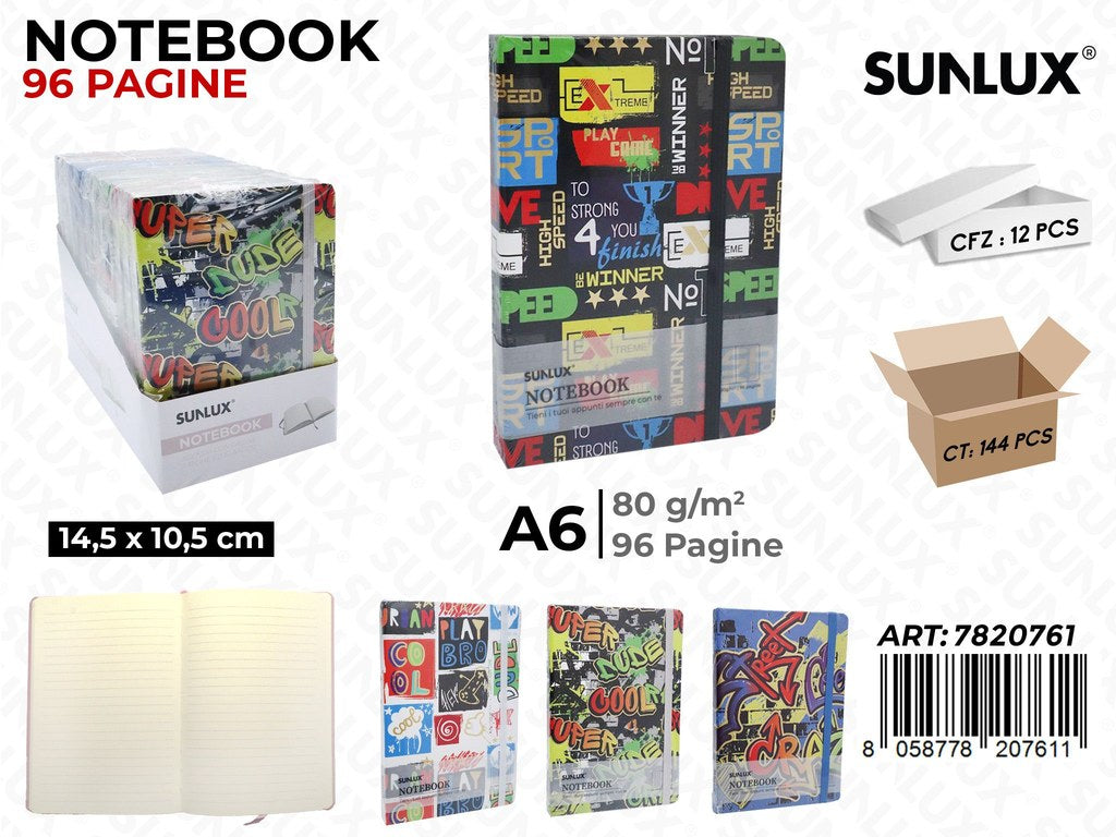 Sunlux Notebook Ass. A6 14.5*10.5CM 96PAG. 80GR