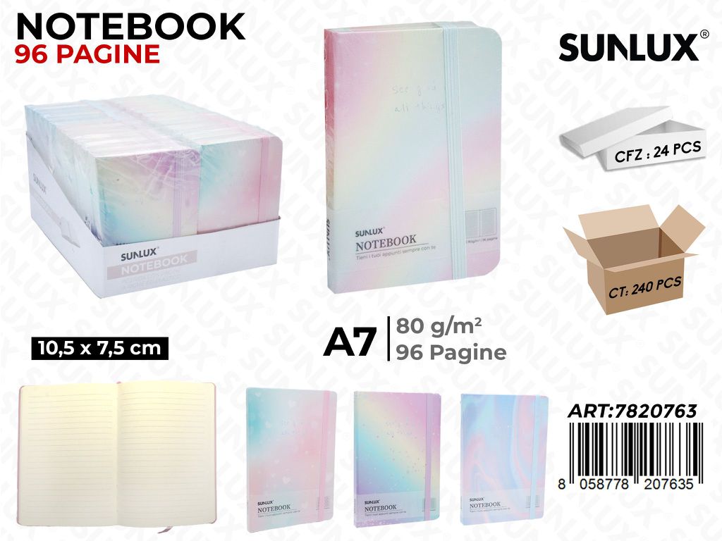 NOTEBOOK ASS. A7 10.5*7.5CM 96PAG. 80GR