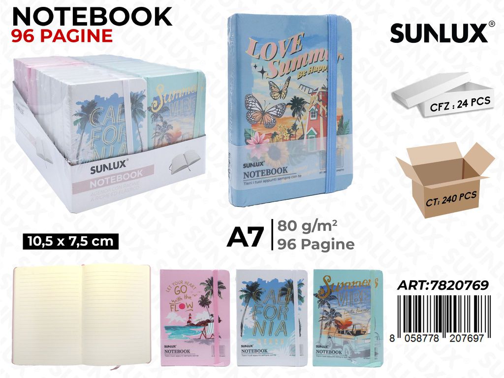 NOTEBOOK ASS. A7 10.5*7.5CM 96PAG. 80GR
