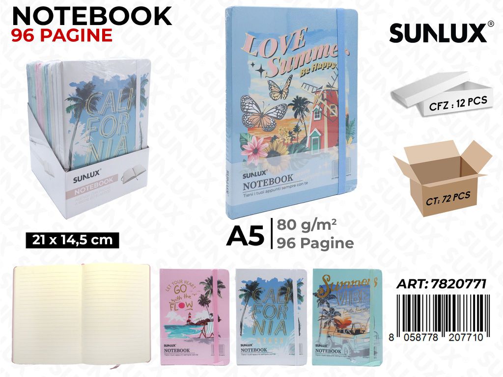 NOTEBOOK ASS. A5 21*14.5CM 96PAG. 80GR