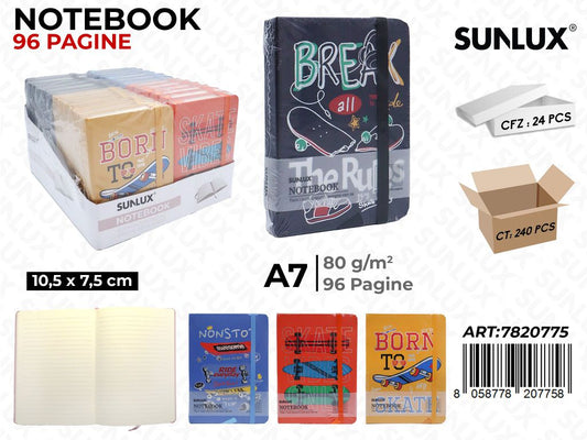 NOTEBOOK ASS. A7 10.5*7.5CM 96PAG. 80GR