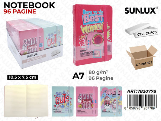 NOTEBOOK ASS. A7 10.5*7.5CM 96PAG. 80GR