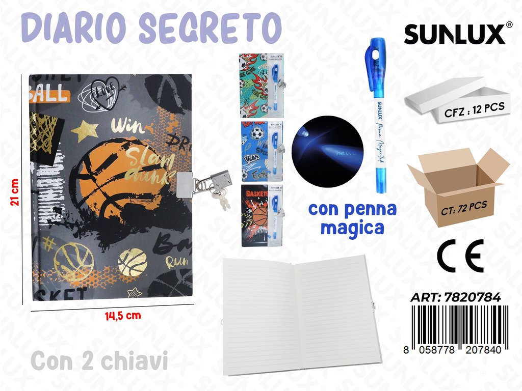 DIARIO SEGRETO ASS. C/ PENNA MAGICA 14.5*21CM