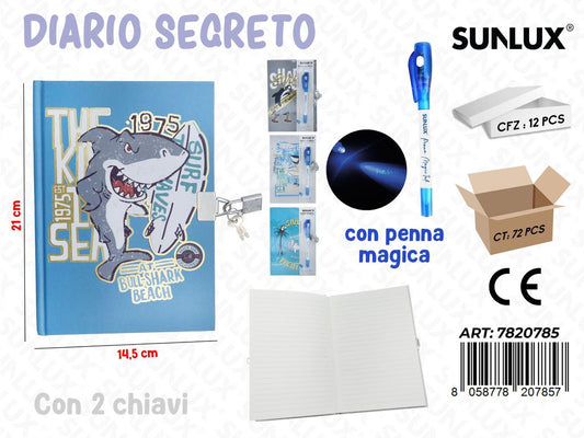 DIARIO SEGRETO ASS. C/ PENNA MAGICA 14.5*21CM