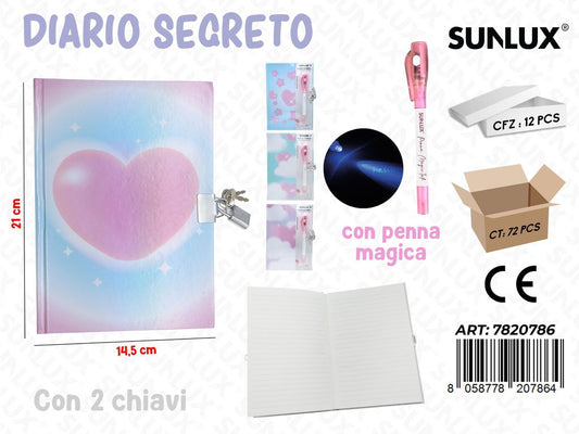 DIARIO SEGRETO ASS. C/ PENNA MAGICA 14.5*21CM