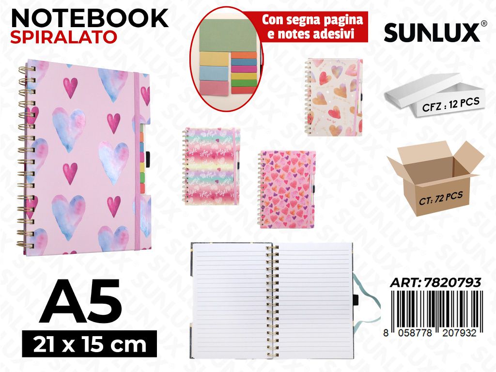 Sunlux Notebook Spirl. A5 21*14.5CM